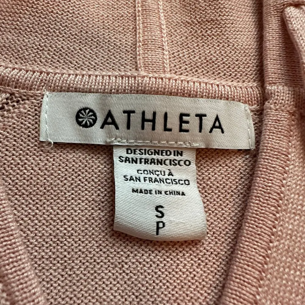 Athleta light pink Evergreen knit pullover hoodie sweater size S - Image 6