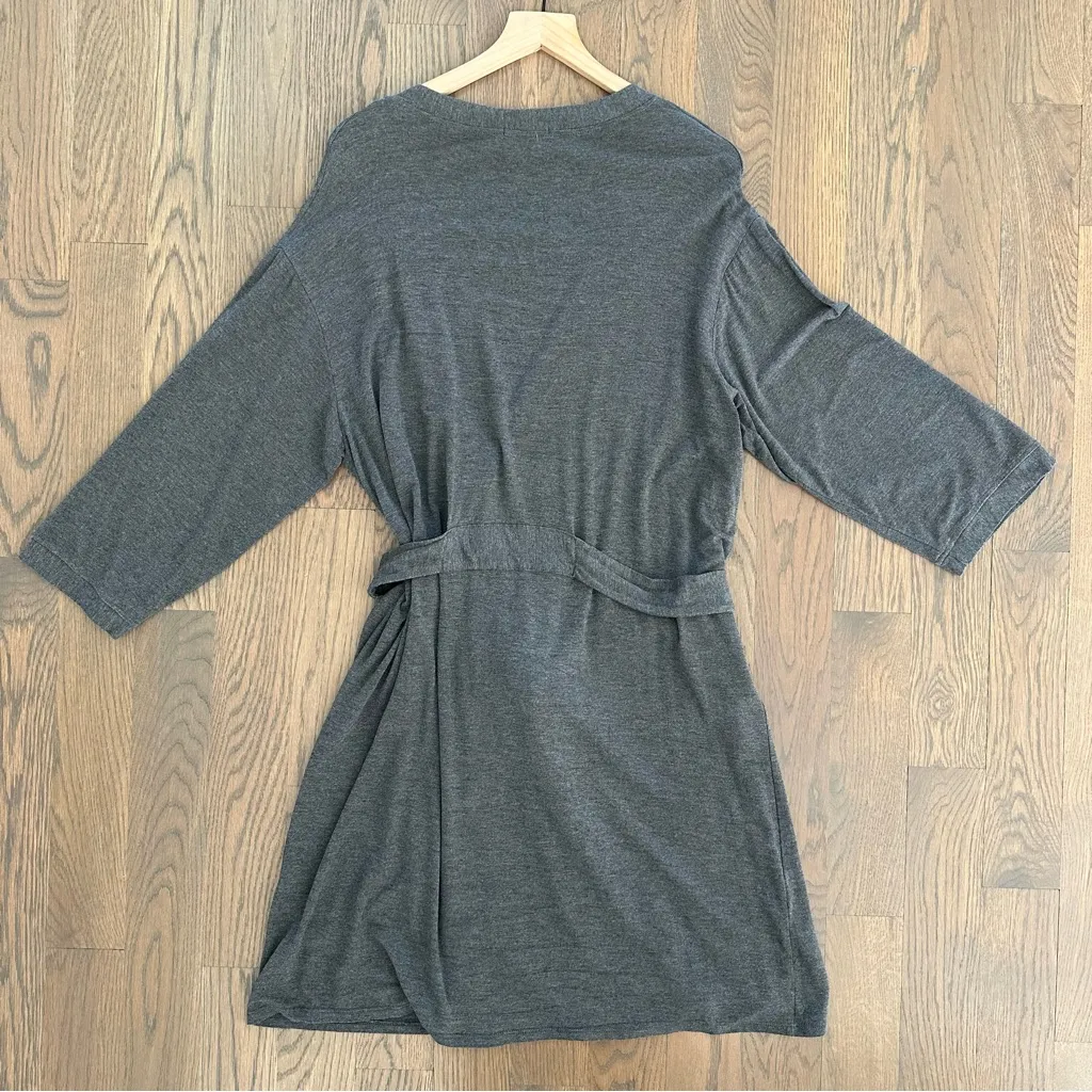 Hatch Knit Jersey Bamboo Maternity / Postpartum Robe in Charcoal Grey One Size Gray Size undefined - Image 9