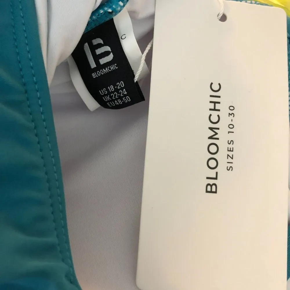 Bloomchic Ruffle Trim Sculpt Waist Ruched Front One Piece Swimsuit Blue 18-20 - Image 10