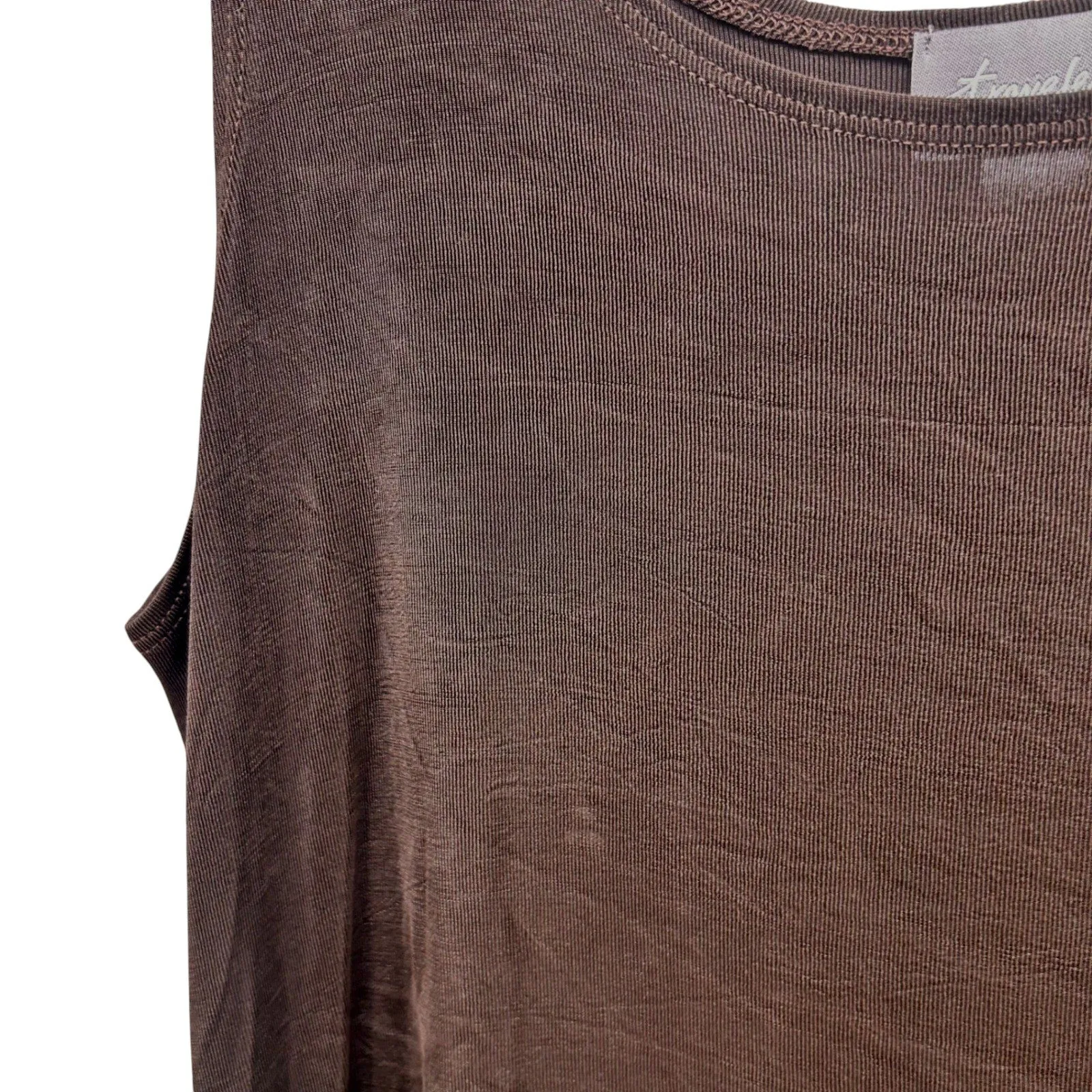 Chicos‎ Womens Tank Top Size XL Or 3 Travelers Brown Slinky Knit Liquid Knit - Image 4