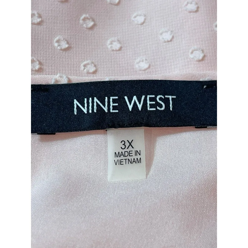 Nine West Blush Pink Semi Sheer Lined Long Sleeve Raised Pattern 3x Top - Image 10