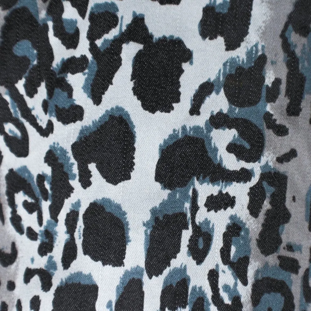 Fashion Bug Vintage Y2K Blue Gray Leopard Animal Print Open Front Blazer Light Jacket - Image 7