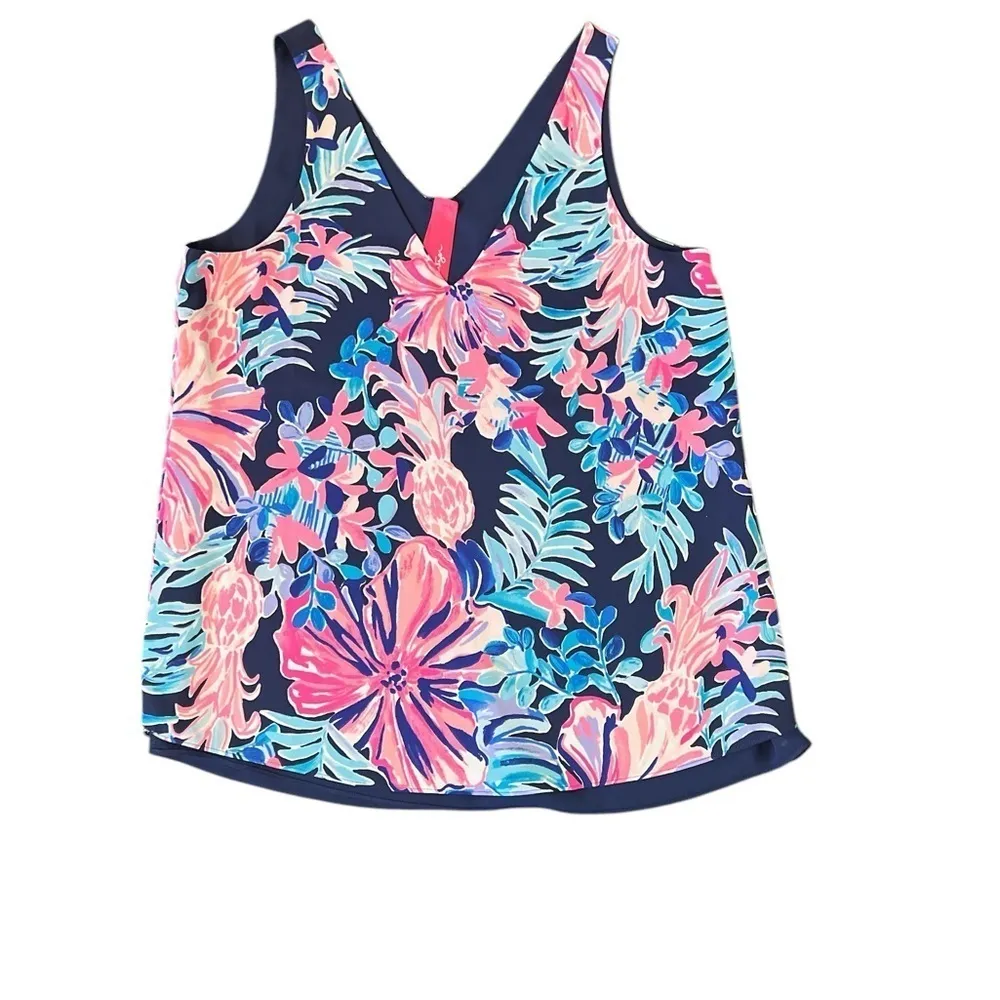 Lilly Pulitzer Florin Reversible Tank Top XS Tanzanian Moonlight Garden Print - Image 3