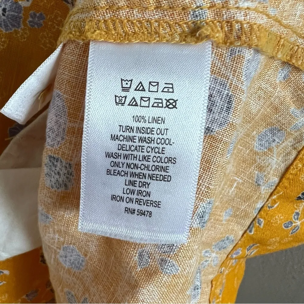 Rachel Zoe 100% Linen Yellow Floral Dress US Small - Image 7