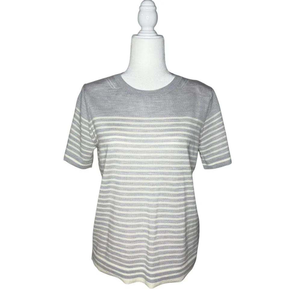 Banana Republic Sweater S Washable Merino Wool Knit Short Sleeve Breton Stripe‎ - Image 3