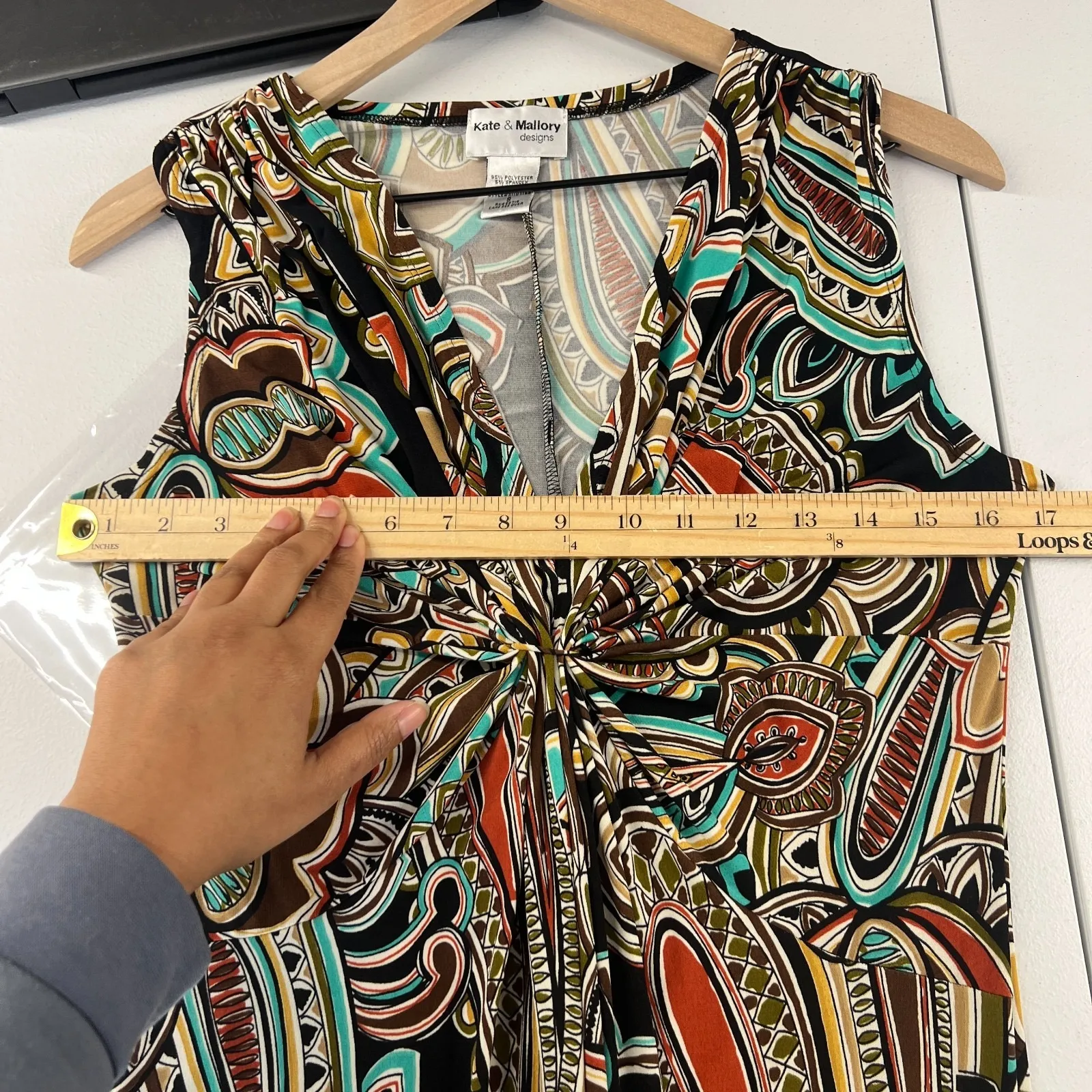 Kate & Mallory Maxi Dress Womens S Multicolor Paisley Stretch Formal V Neck Y2K - Image 10