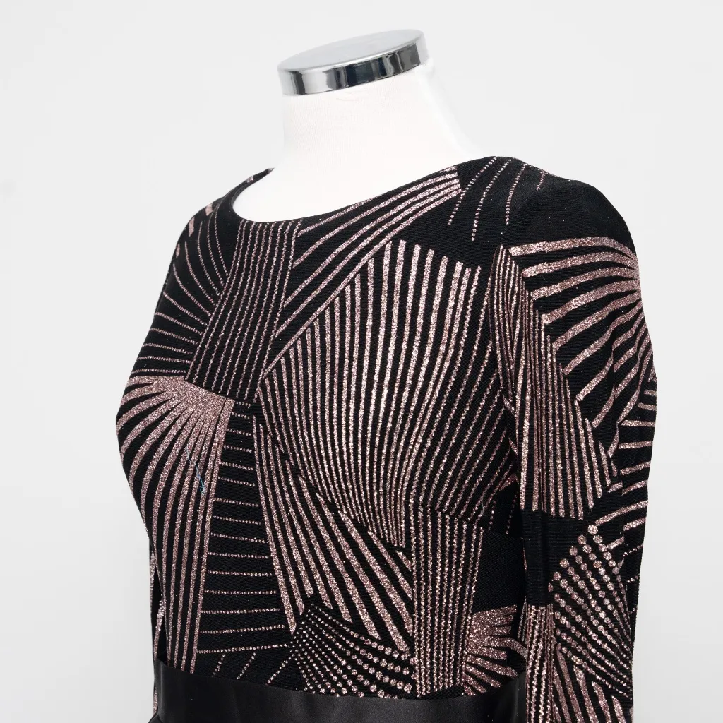 Betsy & Adam -  Petite Geo-Glitter Fit & Flare Dress - Image 9