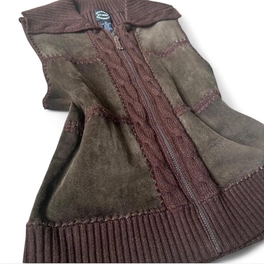Brown Suede Knit Vest Size M - Image 2