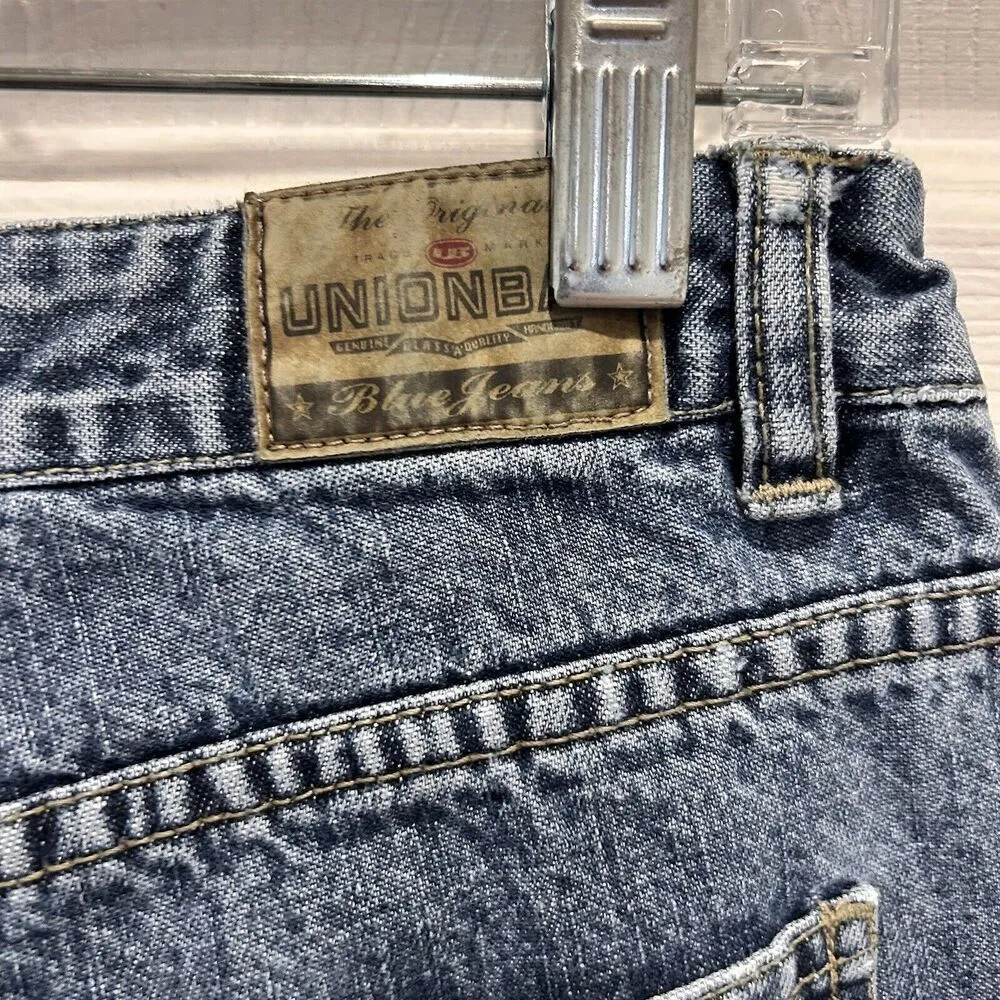 Vintage Unionbay Jeans Blue‎ Flare Low Rise Lace Up Tie Hems Y2K Size 5 Grunge - Image 7