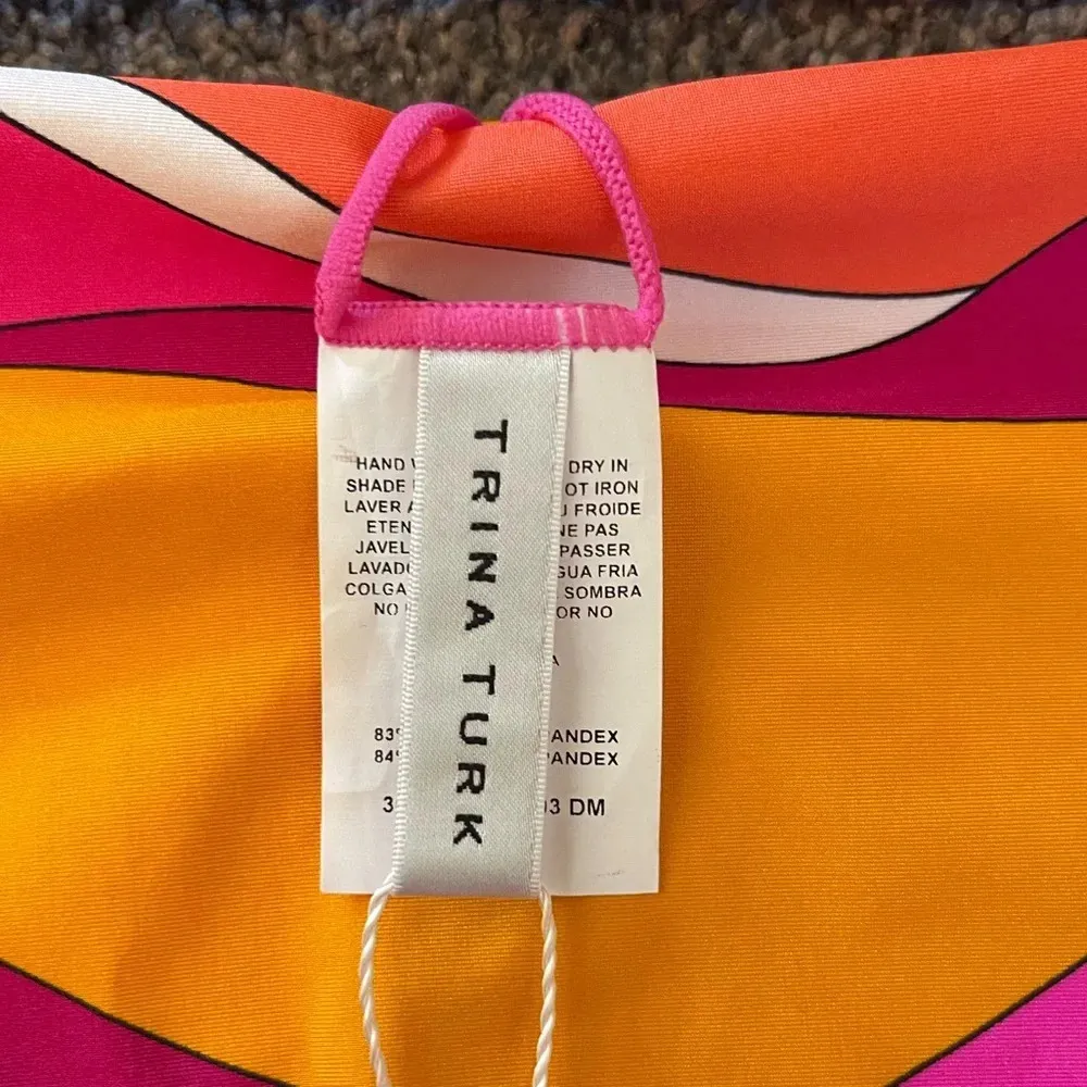 NWT! Women’s TRINA TURK Vivid Vista Printed Shirred high waist bikini bottoms 14 - Image 4