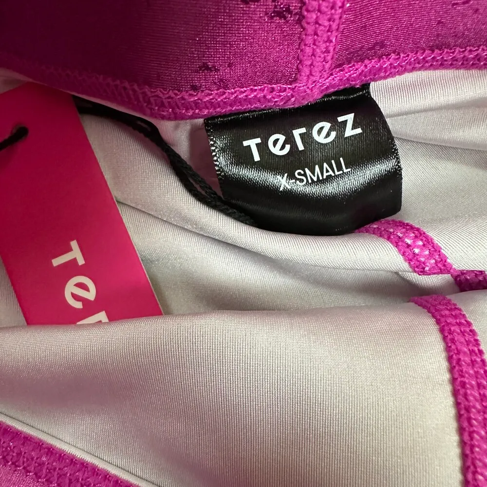 NWT Terez Metallic Pink High Waisted Stretchy Yoga Lounge Leggings Size XS - Image 4