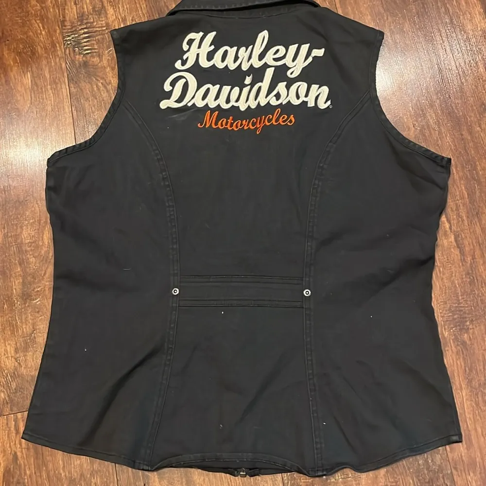 Harley Davidson zip up sleeveless top Black Size XL - Image 5