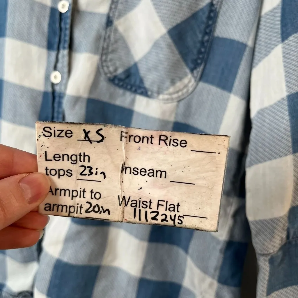 Cloth & Stone Womens Blue Plaid checkered Button-Up Casual Tencel Shirt XS - Image 9