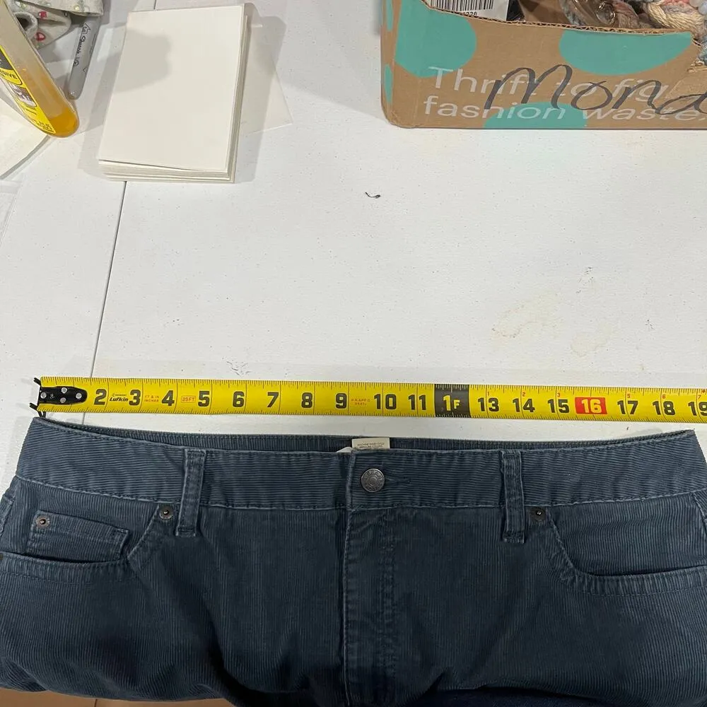 LL Bean Blue Corduroy Knee Length Skirt Slit Modest Womens Size 16 - Image 5