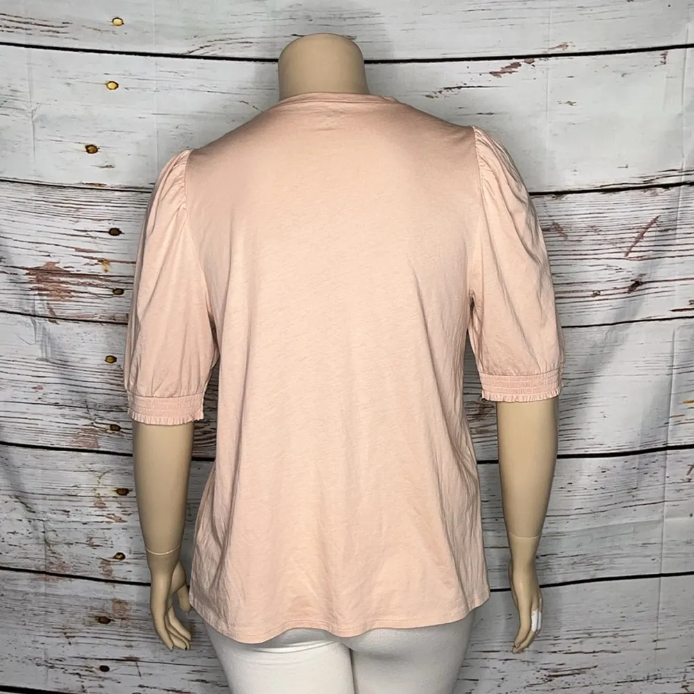 LOFT Ann Taylor NWT Size XXL Pink Pima Cotton Puff Sleeve Knit Top Shirt - Image 3