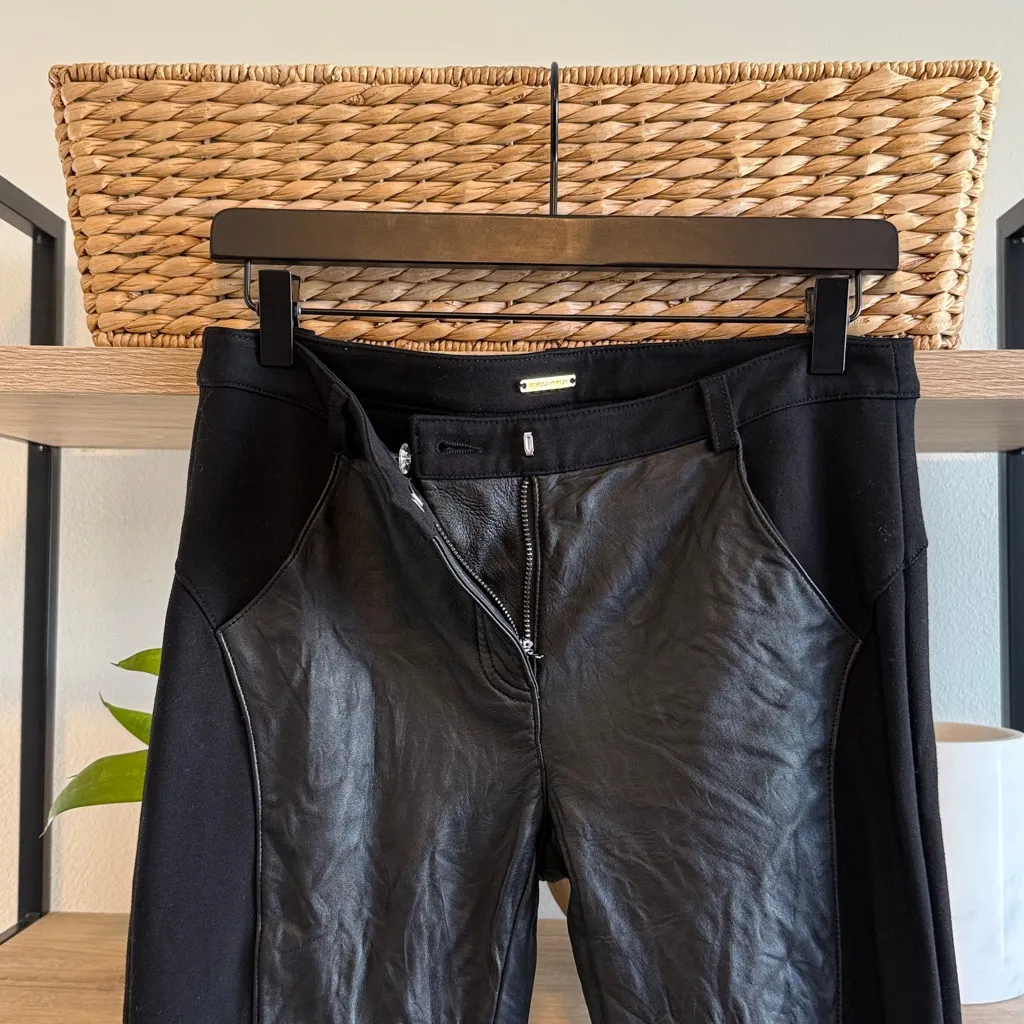 Rebecca Minkoff Mid-Rise Lambswool Leather & Ponte Knit Black Riding Pant, 6 - Image 8