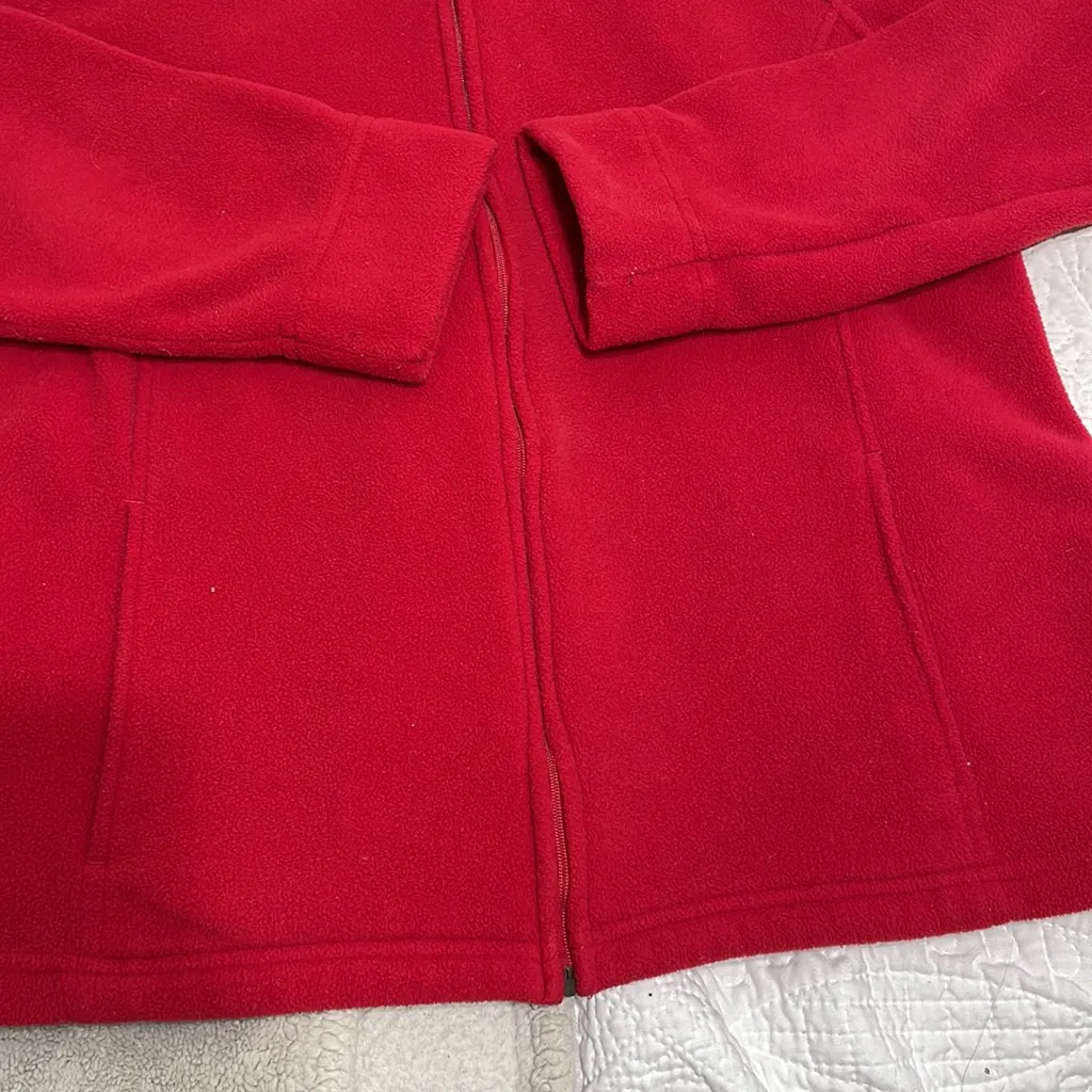 LL Bean Red Fleece Zipper Jacket Size L - Image 2