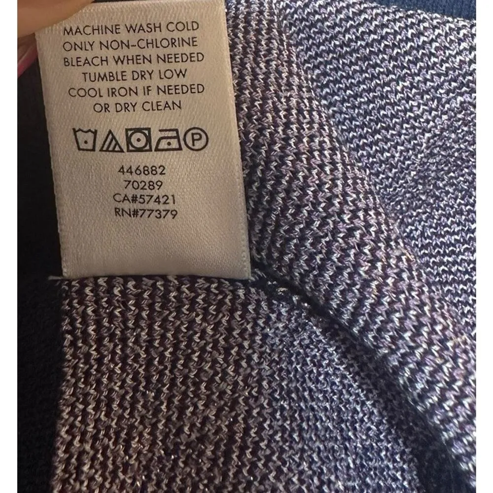 NEW Ann Taylor Dark Floral Sweater Button Detail on Sleeves Blue Purple Size XS - Image 8