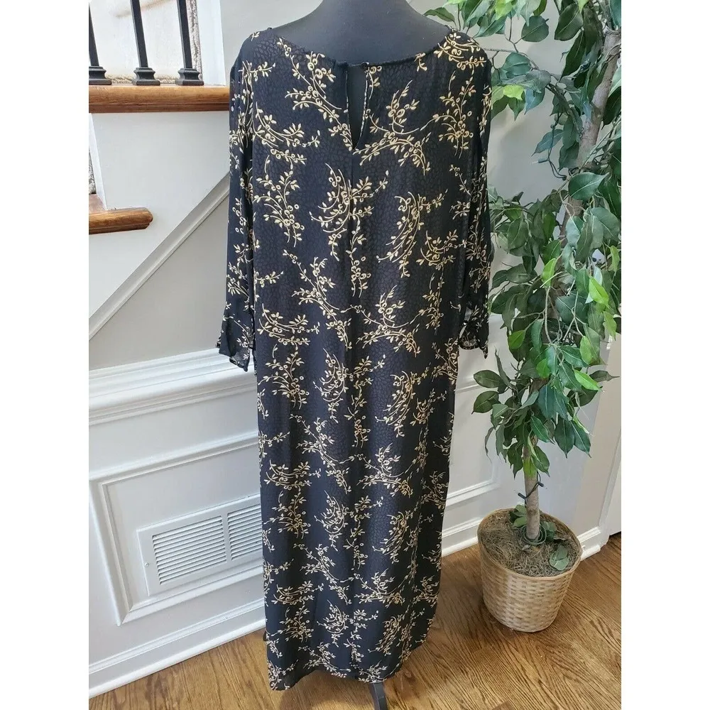 Style & Co. Black Floral Polyester Long Sleeve Scoop Neck Long Maxi Dress - Image 9