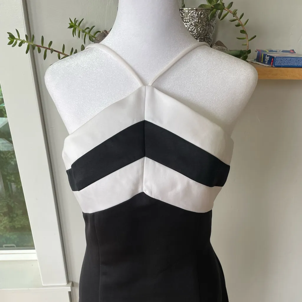 Vintage 90’s Formal Dress Black and White Stripe Floor Length Gown Size 5/6 NWT - Image 6
