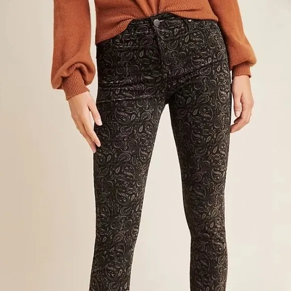 Adriano Goldschmeid Anthropologie Black & Gray Stevie Velvet Ankle Pants 29 - Image 5