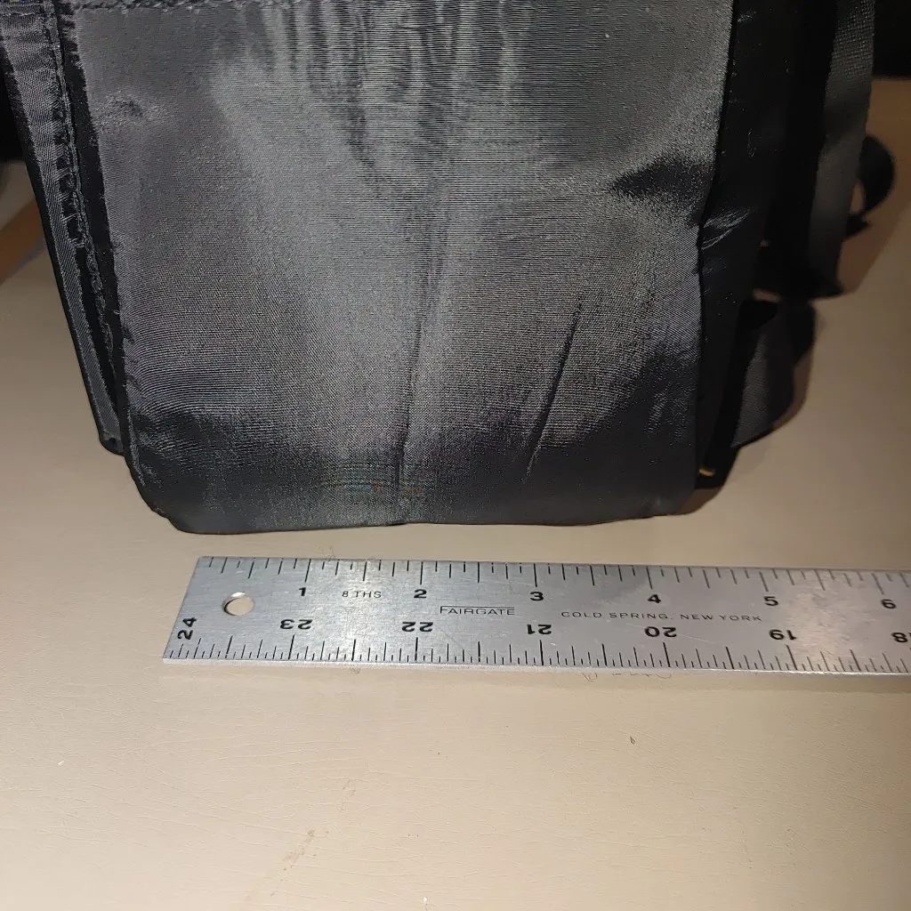 BX Black Nylon Mini Backpack Gold Zippers Logo Compact Gym Travel School Dogwalk - Image 6