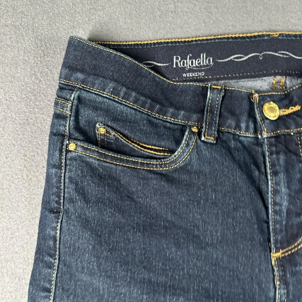 Rafaella Weekend Jeans Womens 6 Blue Dark Wash‎ Wide Leg Stretch Cropped Casual - Image 2