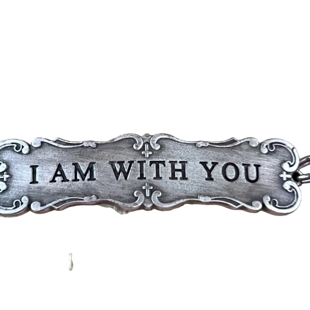 Vintage Silver Tone I Am With You Glass Beaded Stretch Bracelet Inspirational - Image 3
