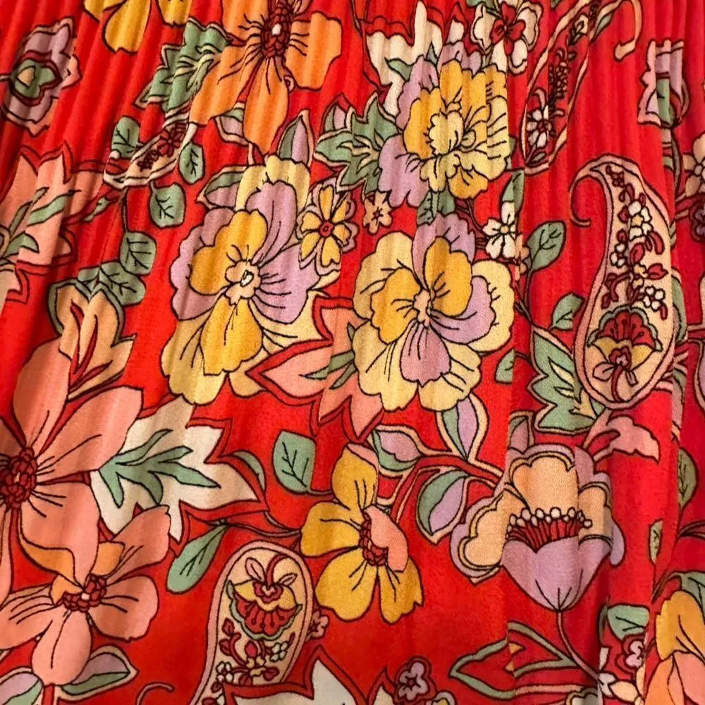 Status by Chenault Women's XL Red Floral Pleated Short Mini Skirt - Image 5