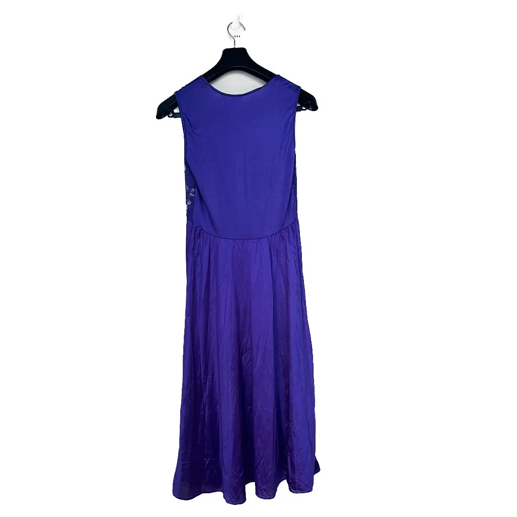 Vintage Nylon and Lace Purple Maxi Nightgown Dress Size M Elegant Grandmacore - Image 5