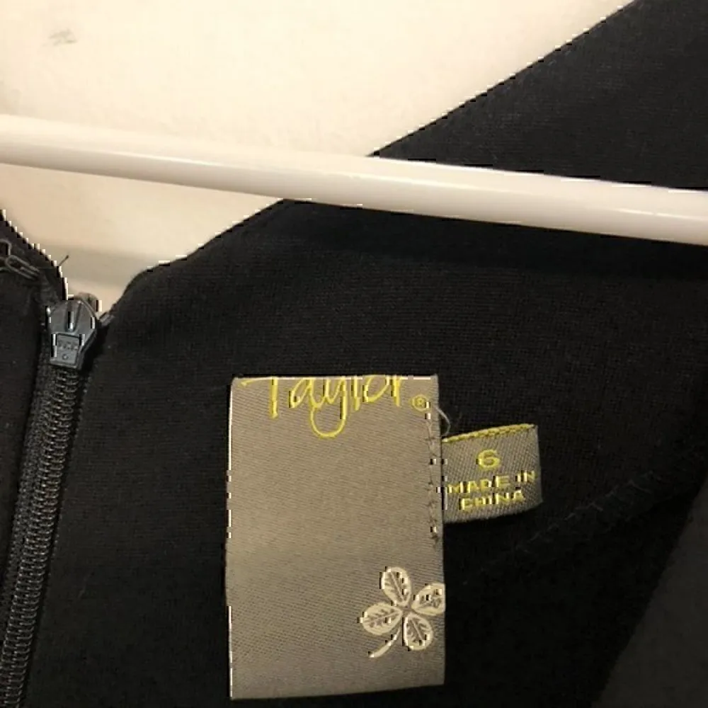 TAYLOR Solid Black Pleated Gathered Sleeveless Ponte Knit Peplum Sheath Dress 6 - Image 5