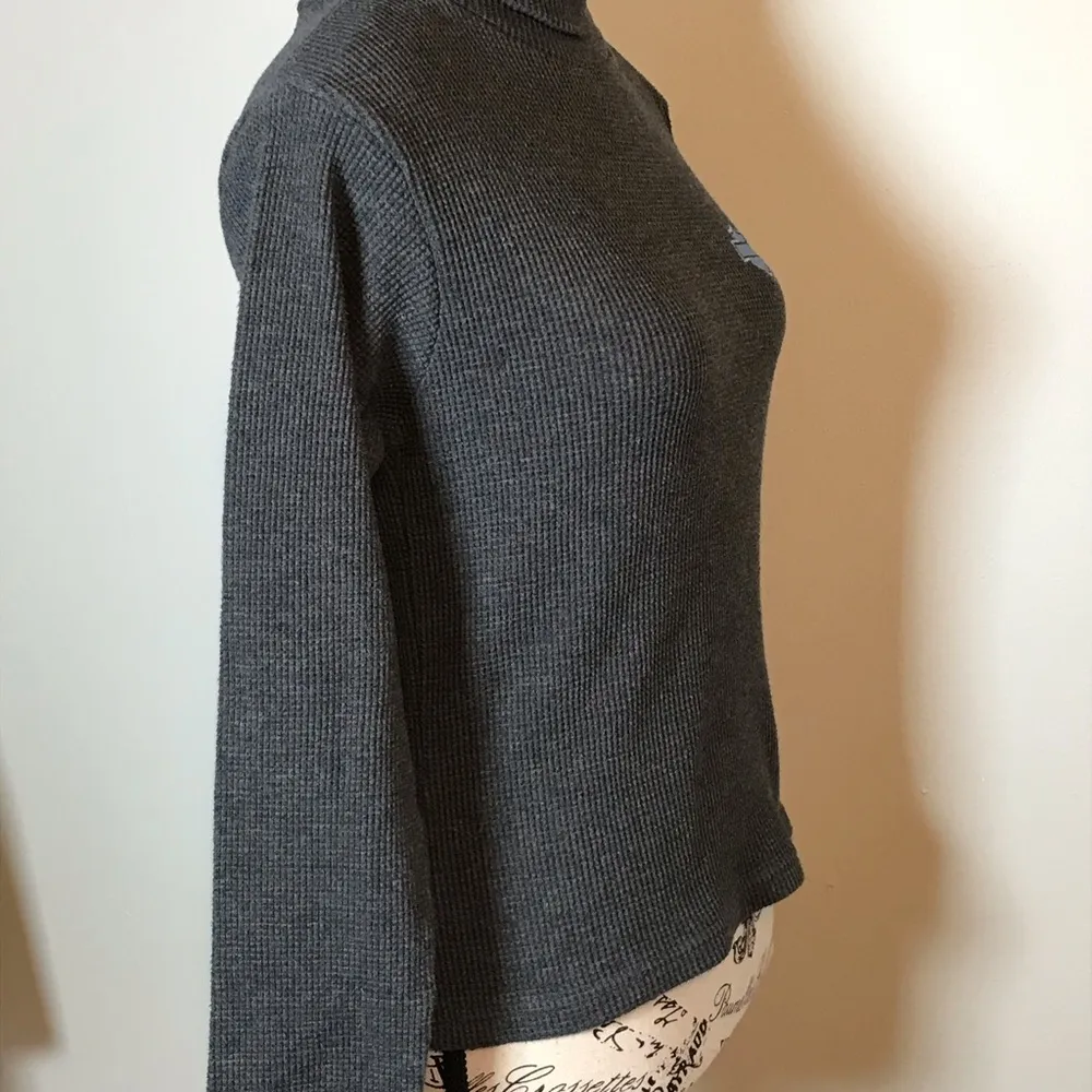 VINTAGE HARLEY DAVIDSON EMBROIDERED LADIES LONG SLEEVE CHARCOAL GREY THERMAL Gray Size M - Image 3