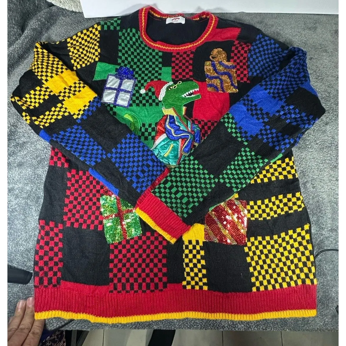 Holiday Time Ugly Christmas Sweater Dinosaur T-Rex Size XL - Image 4