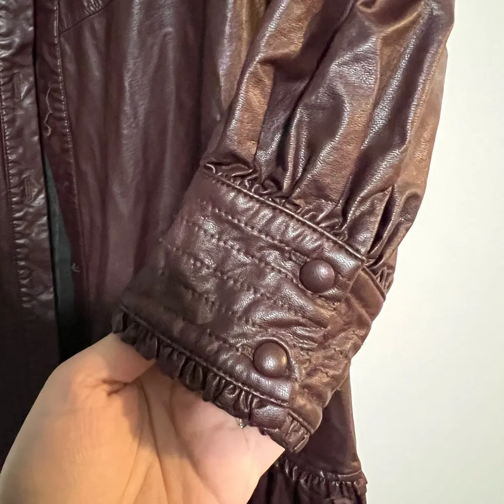 Nicholas Burgundy Faux Leather Button Down Larisa Dress Size 2 US $525 Brown - Image 5