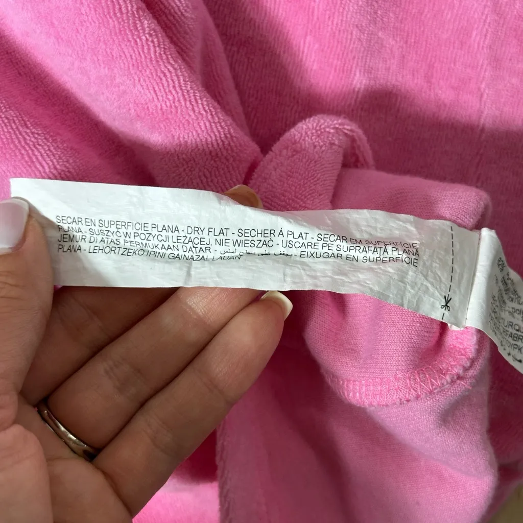 Zara Women’s Pink Terrycloth Dress Size Medium Beach Comfy Mini Coverup - Image 6