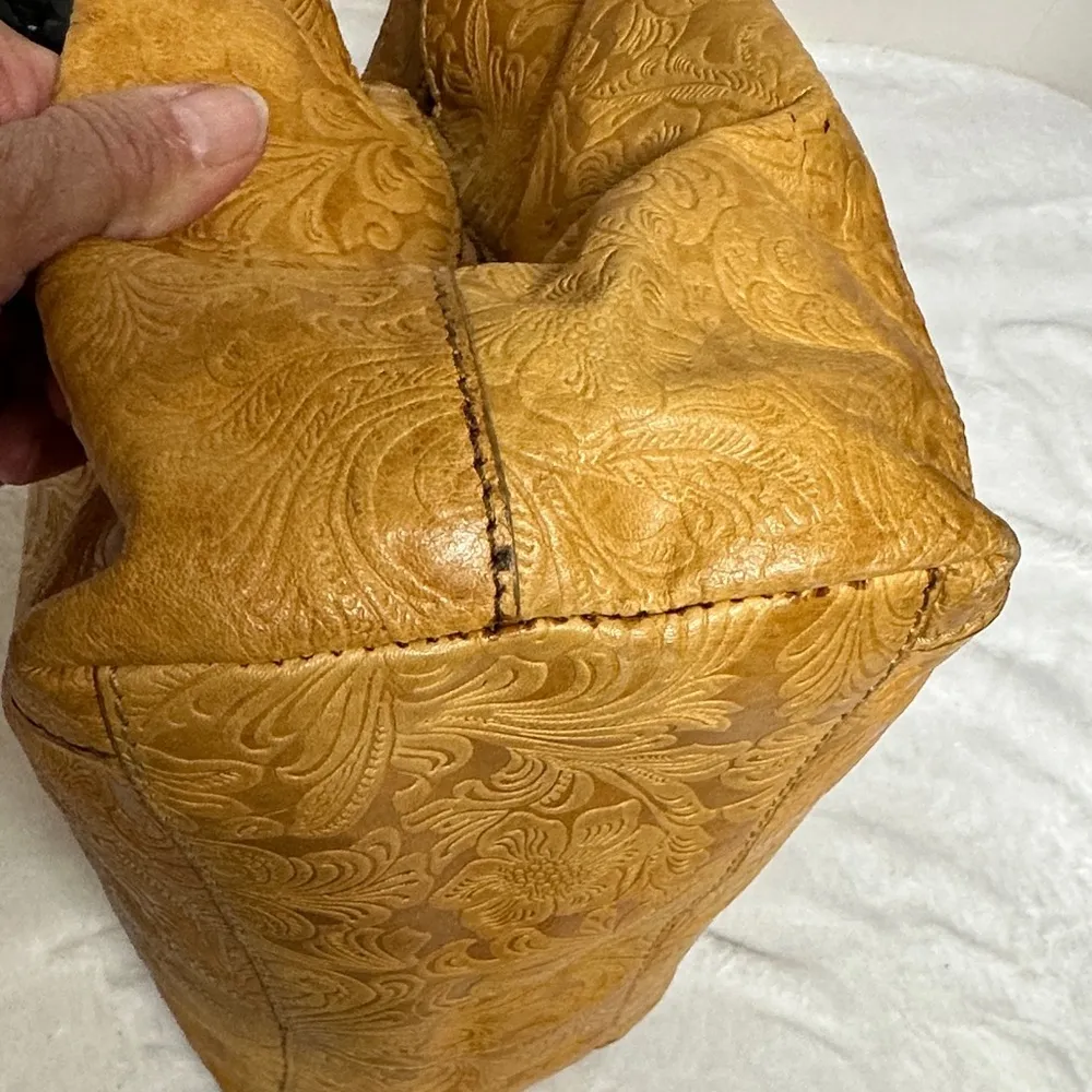 Steven By Steve Madden Embossed Mustard Colored leather Shoulder Bag - Image 7