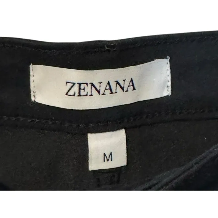 Zenana Womens Jeans Flare Leg High-Rise Raw Hem‎ Stretch Denim Black Medium NWT - Image 5