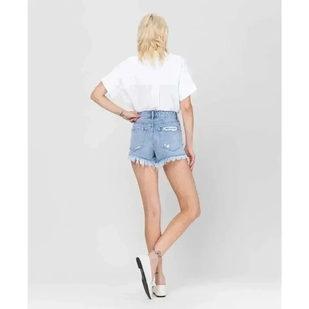 VERVET by Flying Monkey Rigid Button Up High Rise Denim Shorts - Image 2