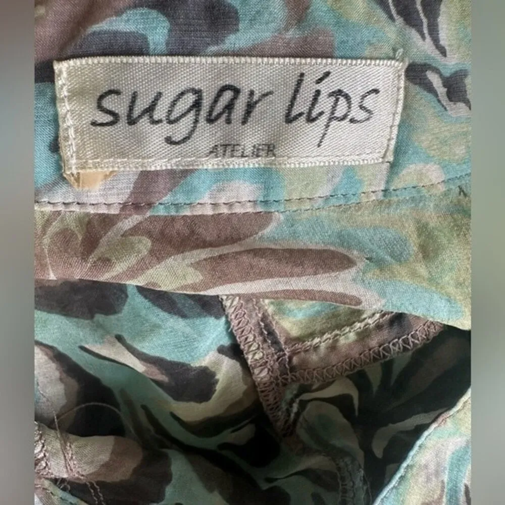 Sugar Lips Women's Sheer Swirly Watercolor Artsy Art Deco Retro Blouse Top XS - Image 4