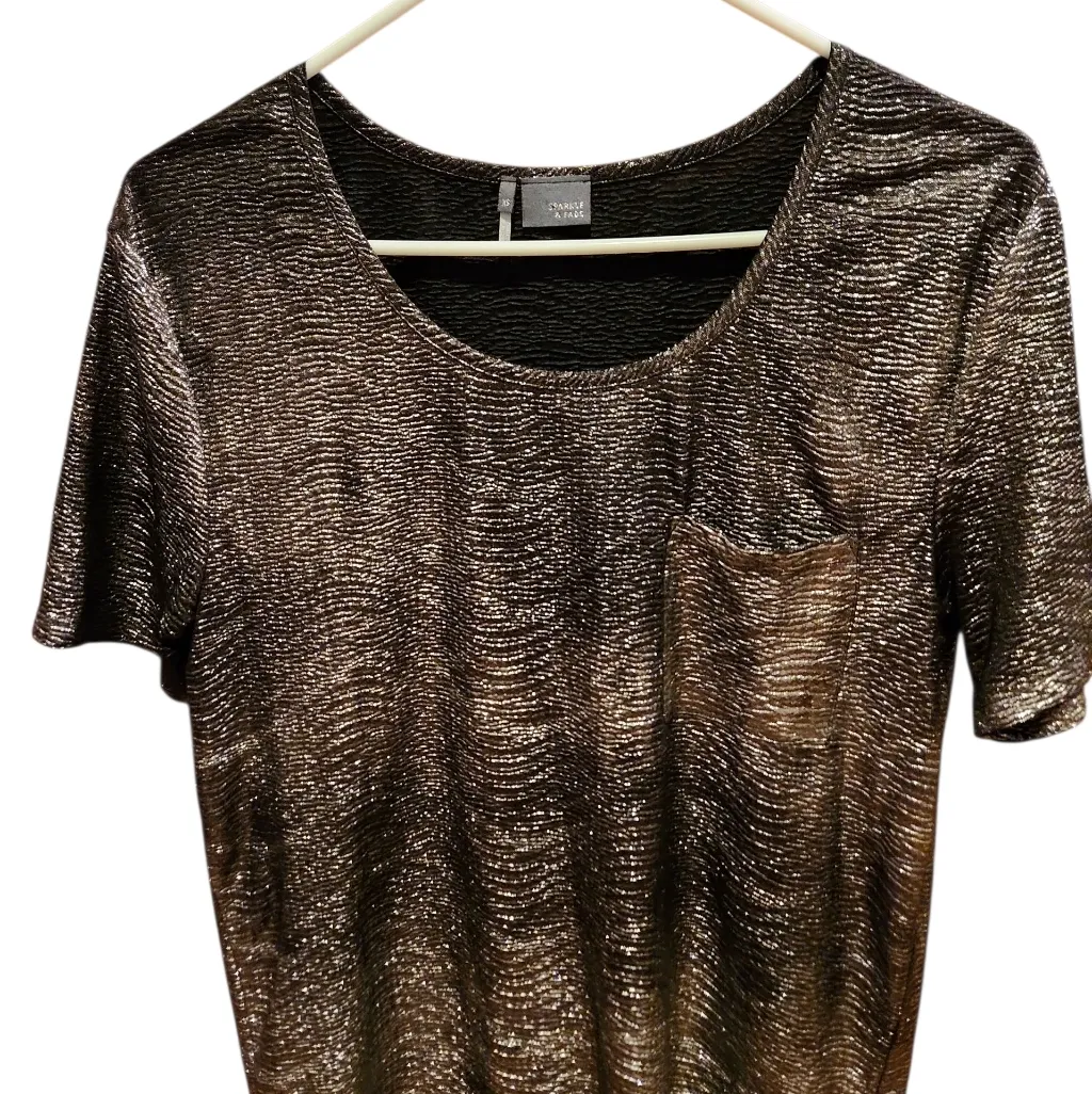 Sparkle & Fade  Metallic Short Sleeve Top - Image 3