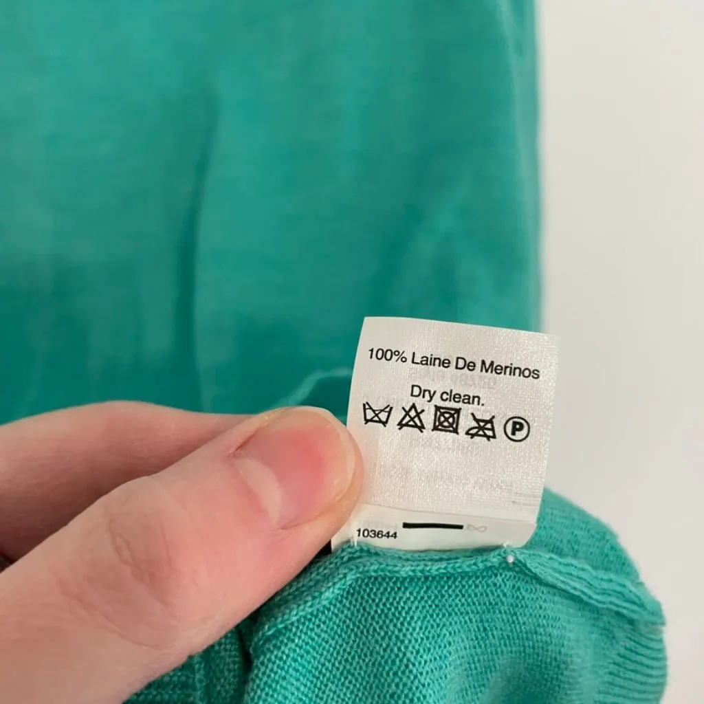 J. CREW Merino Wool Tippi Sweater Green ish 3/4 Sleeve Preppy Crew Neck Pullover - Image 13