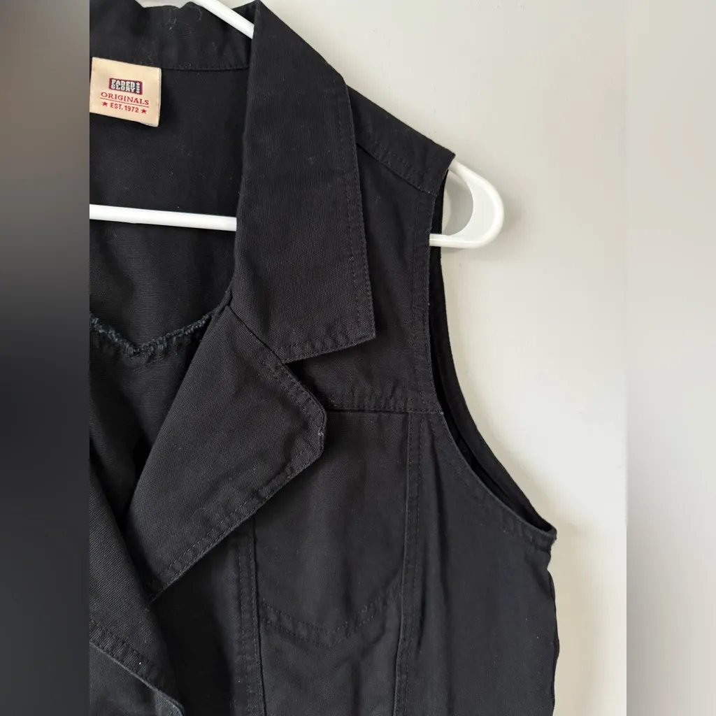 VTG Y2K Faded Glory Black Sleeveless Vest Denim Retry Funky Hippie Boho Size S M - Image 4