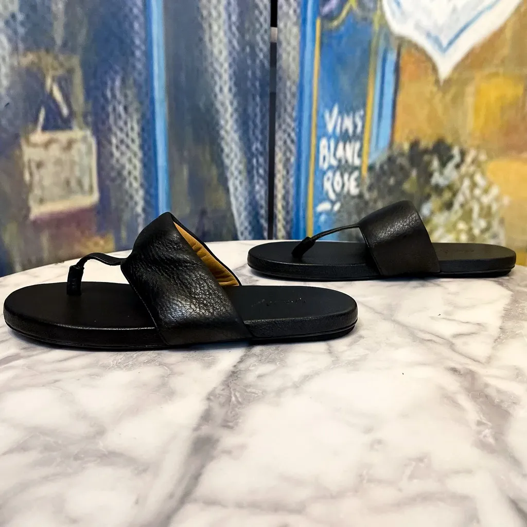 Marsèll Spanciata Leather Thong Sandals Pebbled Black Size 38 GUC - Image 6