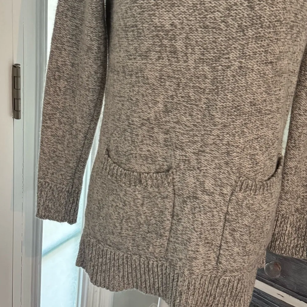 LOFT Cowl Neck Patch Pocket Tunic Sweater | Gray & White | Size XS - Image 2