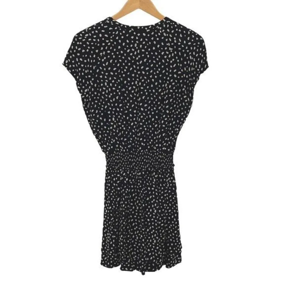 Rails Womens Smocked Waist V-Neck Karla Mini Dress Black Ivory Spots‎ Small - Image 6