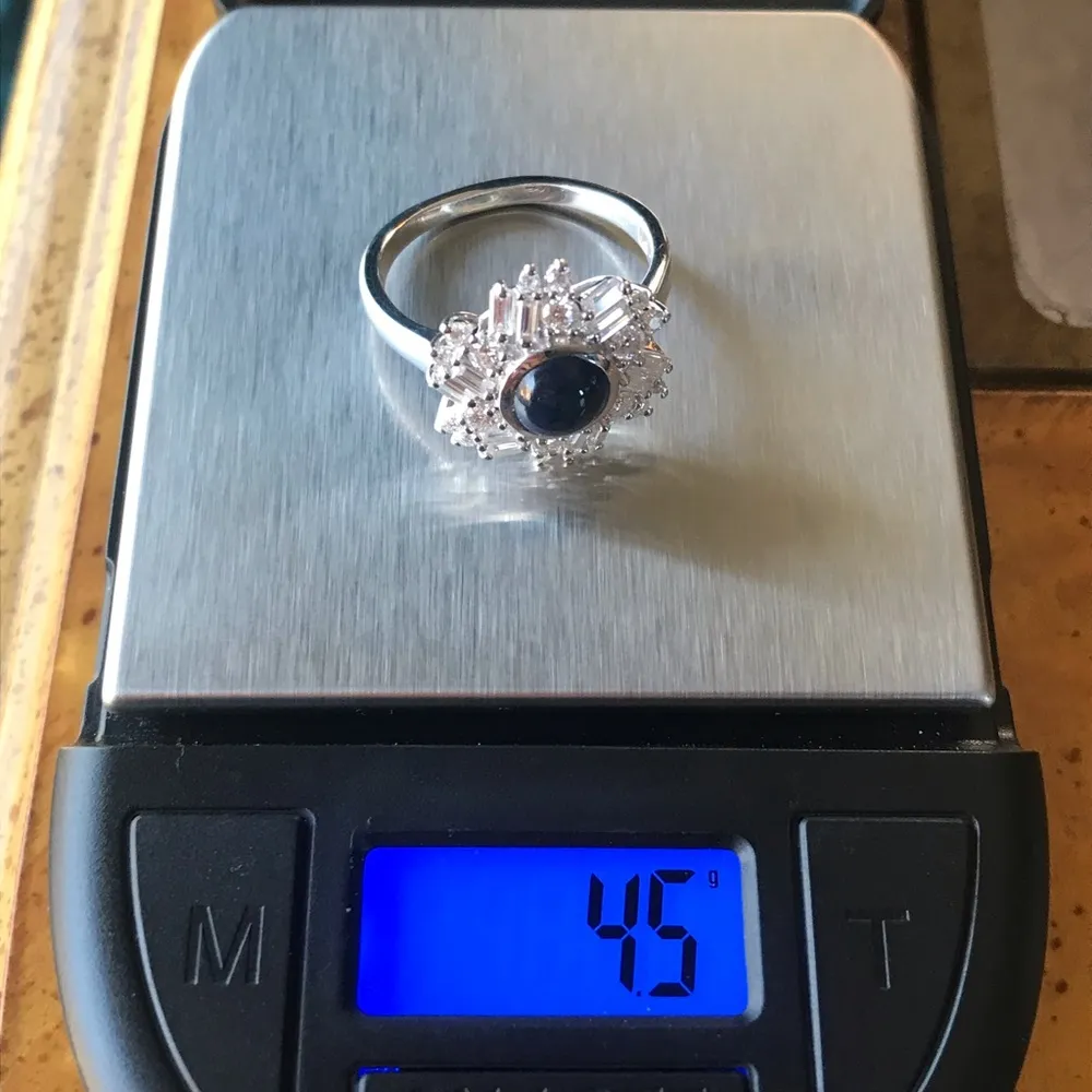 Natural Star Sapphire Moissanite Sterling Silver Ring - Image 7