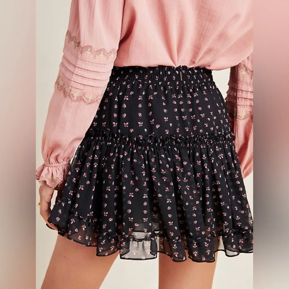 MISA Los Angeles tiered Willa Skirt Dainty Rosette Floral Black - Image 7