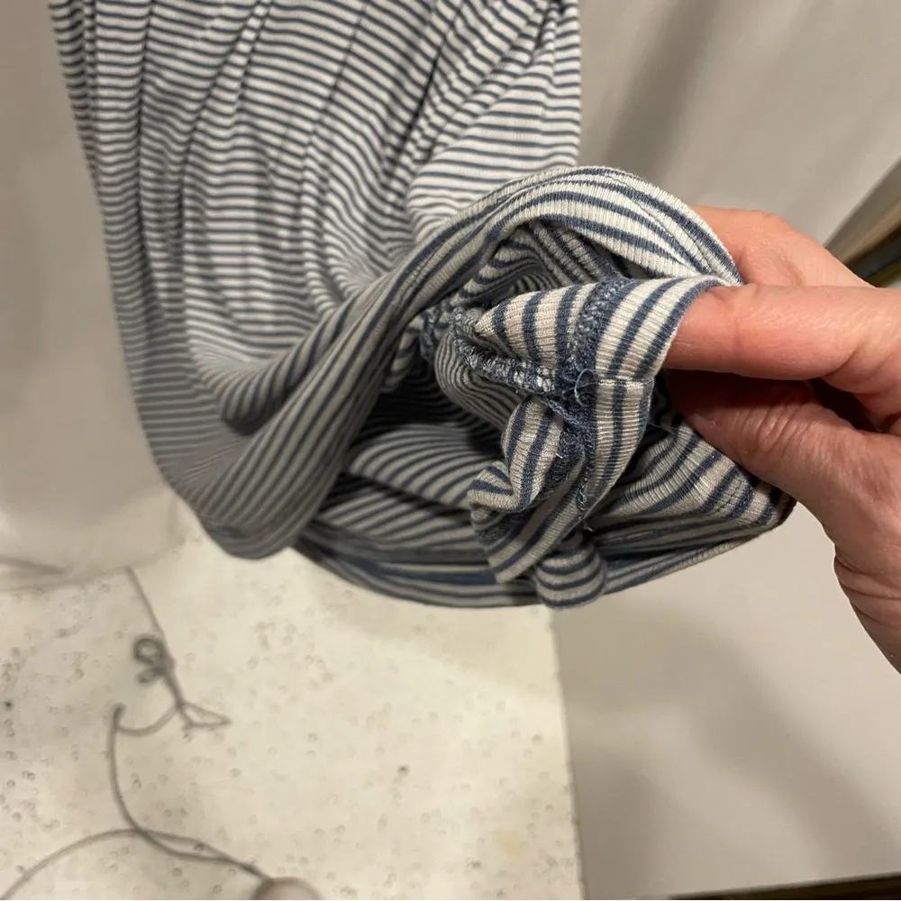 Paige soft flowy blue white striped midi tank dress quiet luxury preppy summer - Image 5