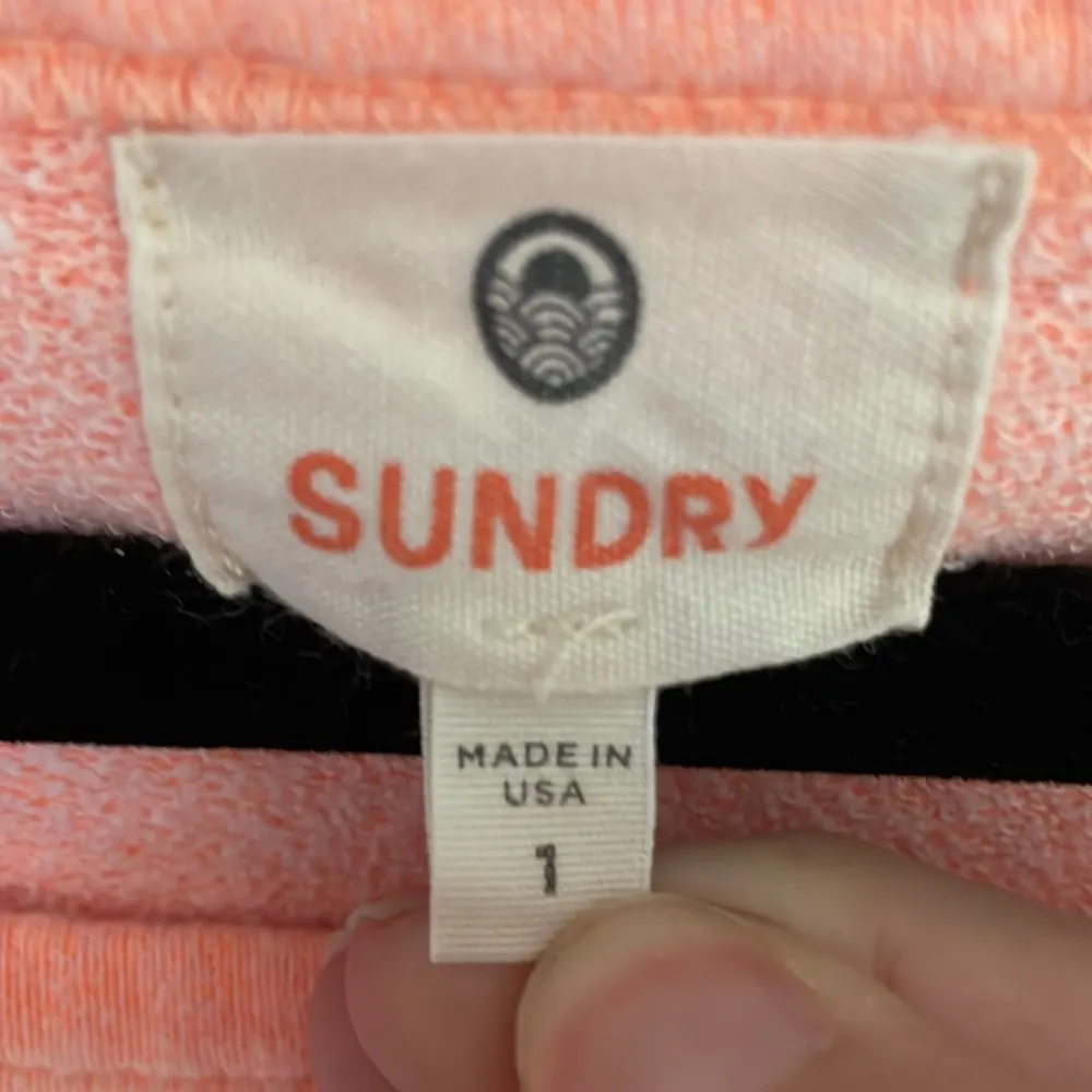 Sundry Neon Orange Double Heart Sweatshirt Small - Image 4