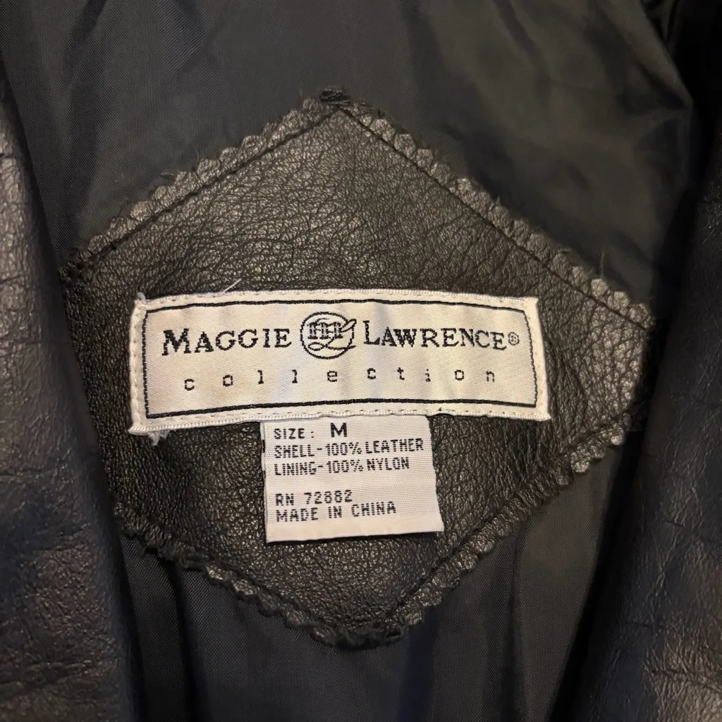 Vintage Maggie Lawrence Collection Women's Long Black Leather Jacket Size Medium - Image 6